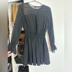 Zara Black Long Sleeve romper with Sheer Details